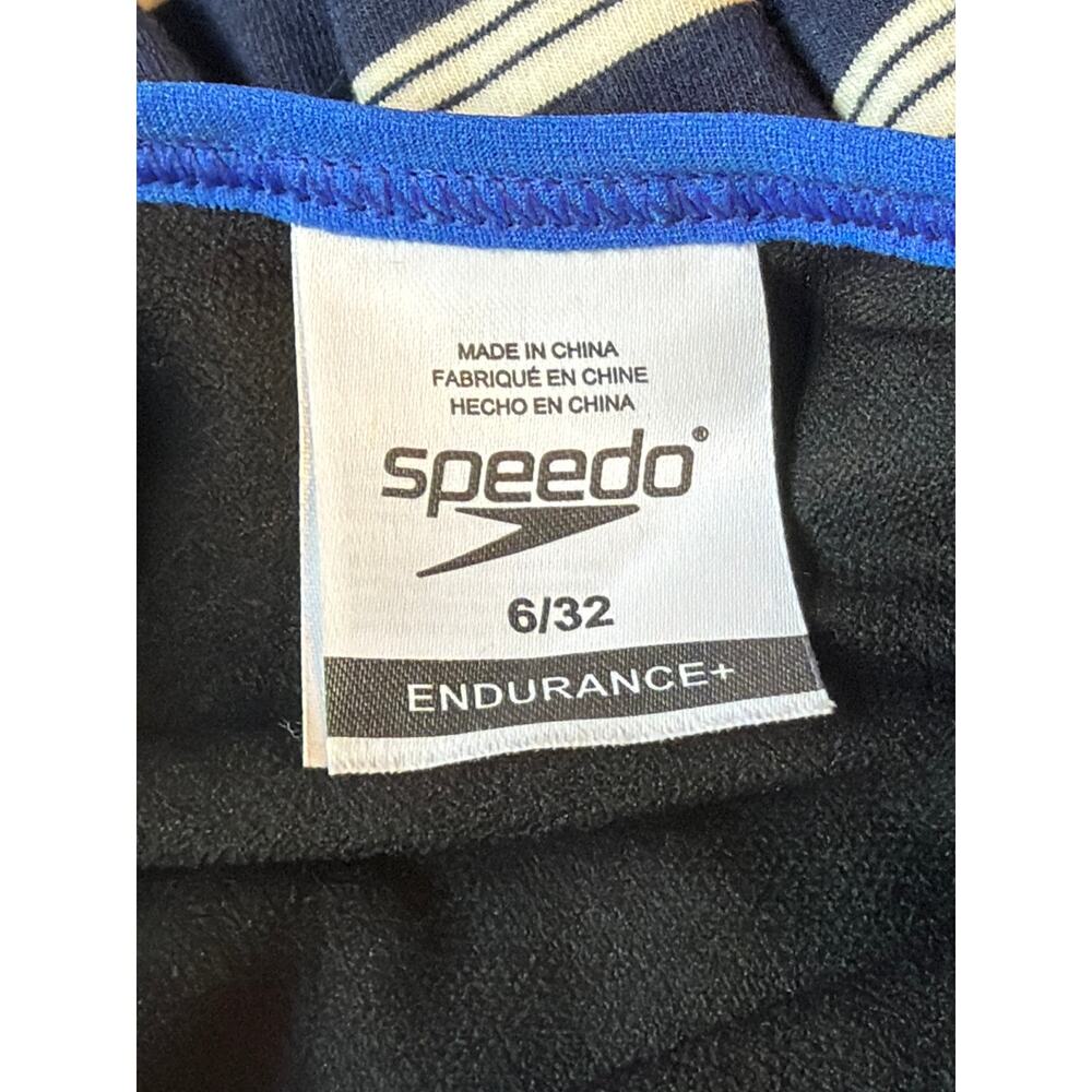 Speedo Endurance+ Blue Geometric Open Back One Piece Swimsuit Size 6 - Picture 6 of 6